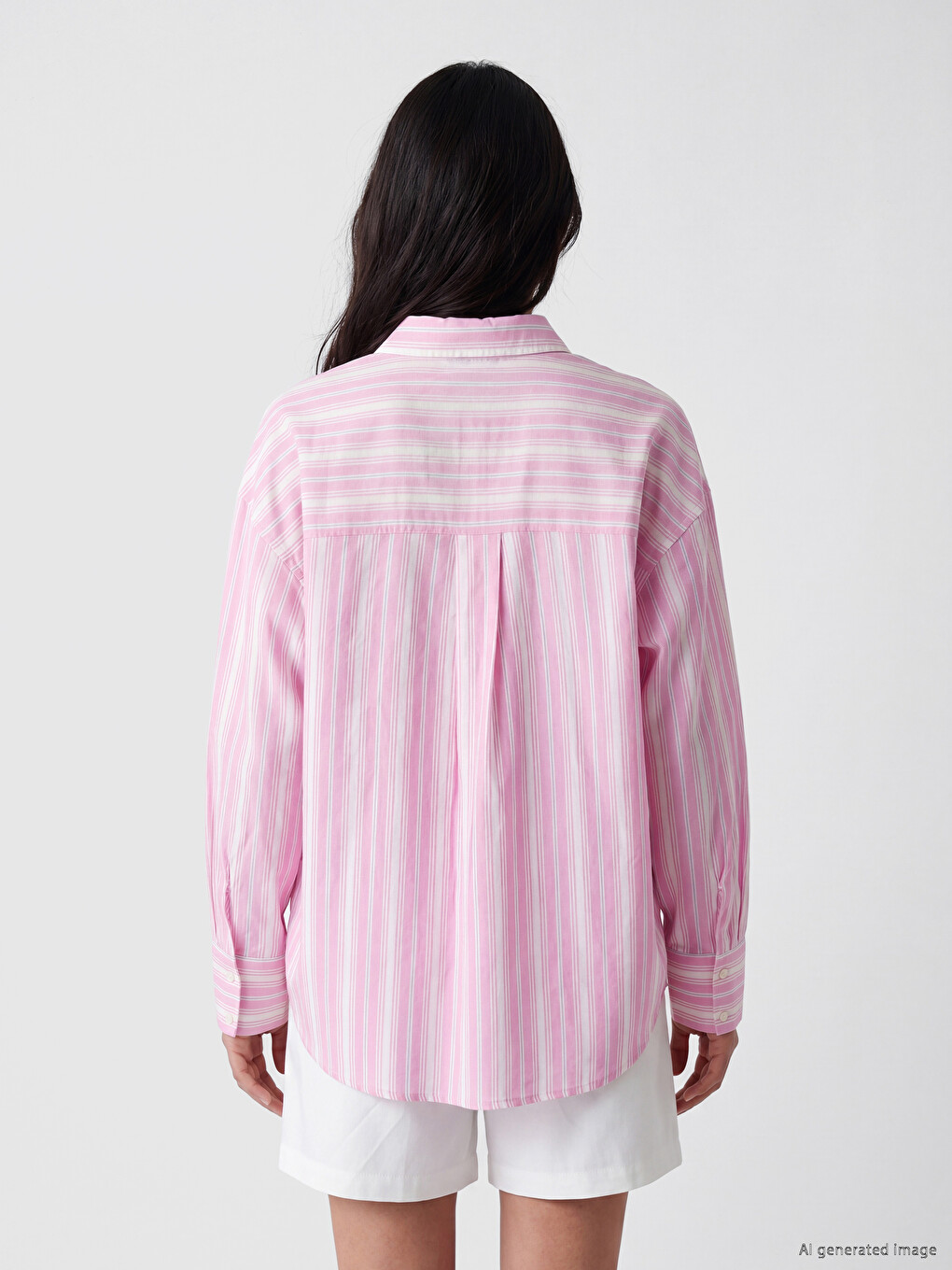 Striped Oversize Voile Women's Shirt-3