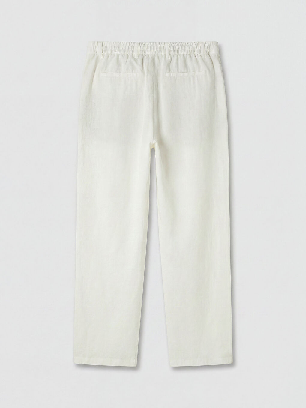Beyaz Regular Fit %100 Keten Erkek Pantolon-1