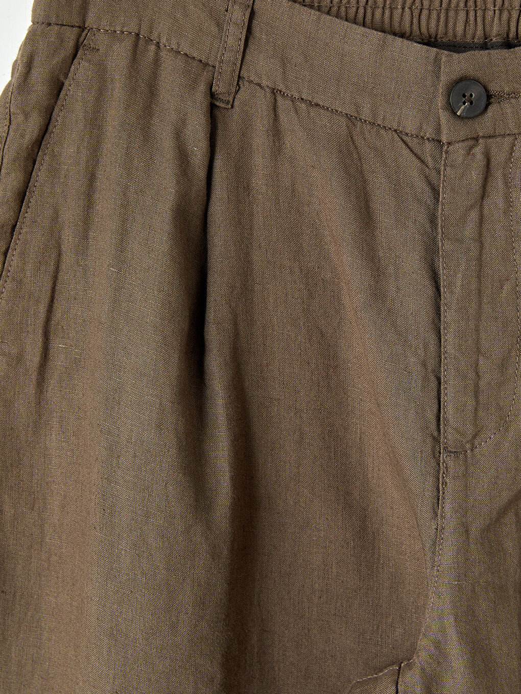 Kahverengi Regular Fit %100 Keten Erkek Pantolon-2