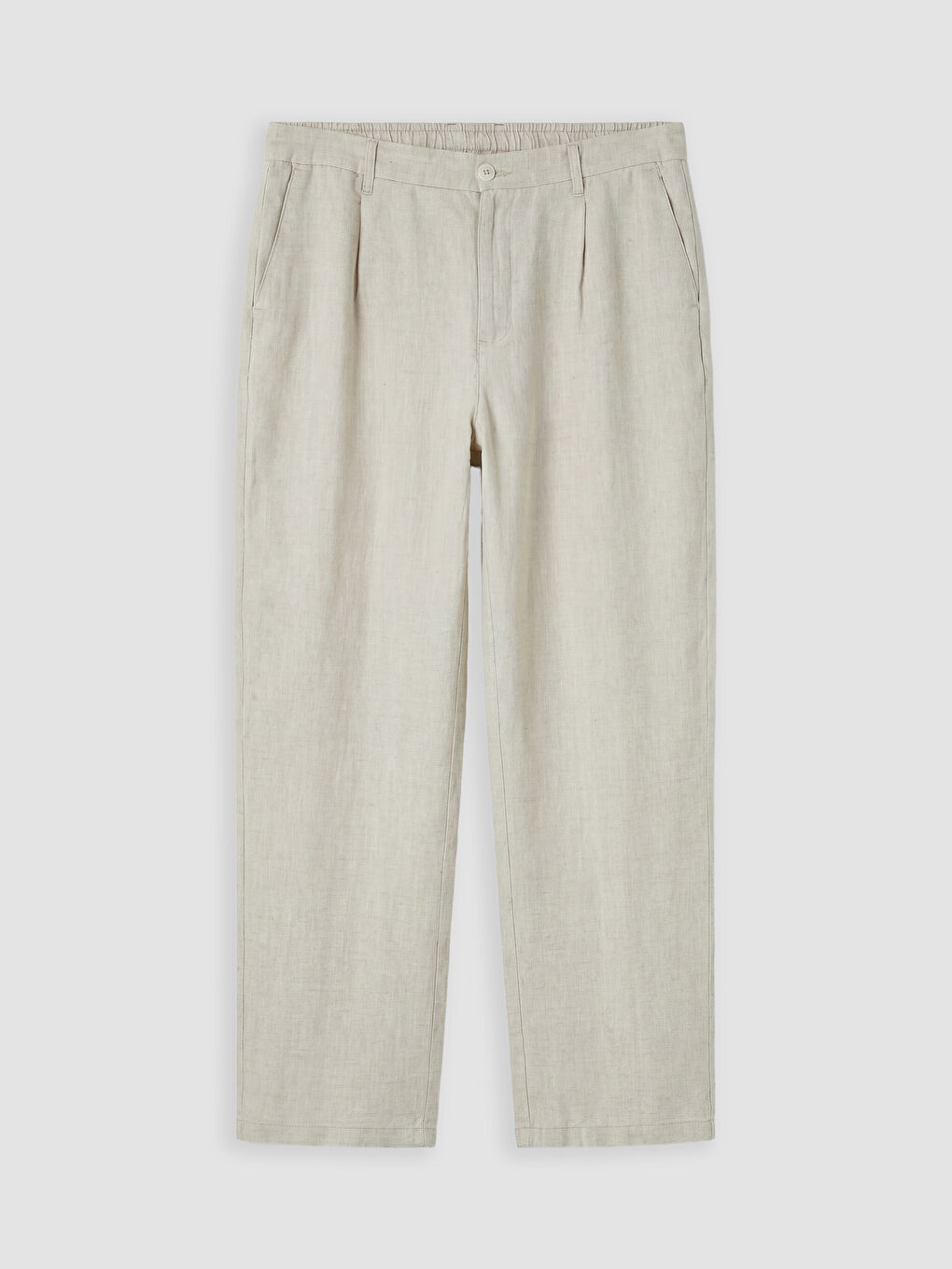 Bej Regular Fit %100 Keten Erkek Pantolon