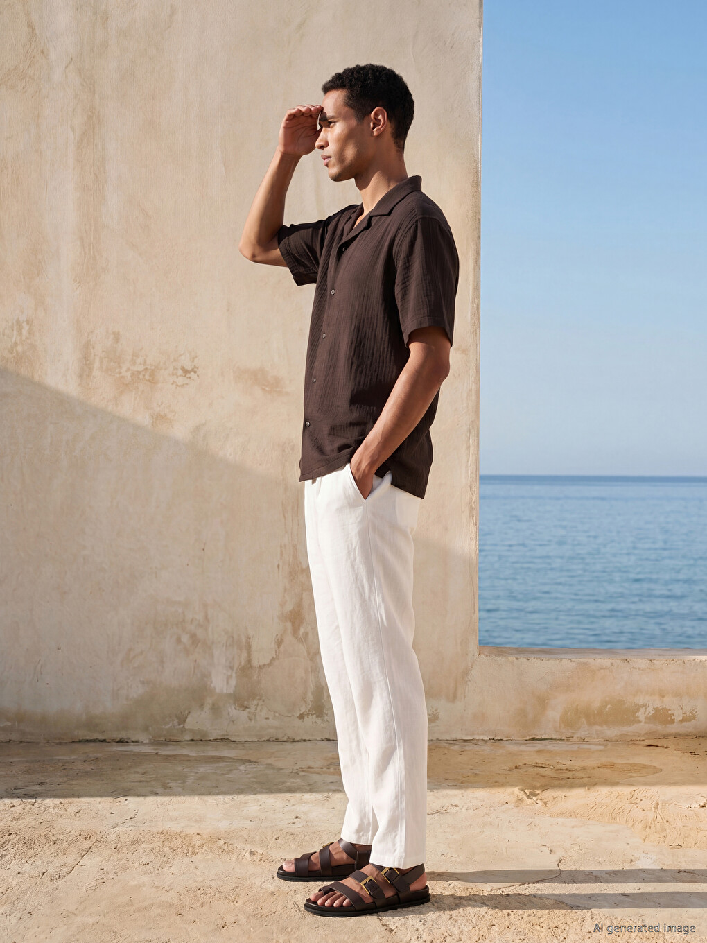 Beyaz Regular Fit %100 Keten Erkek Pantolon