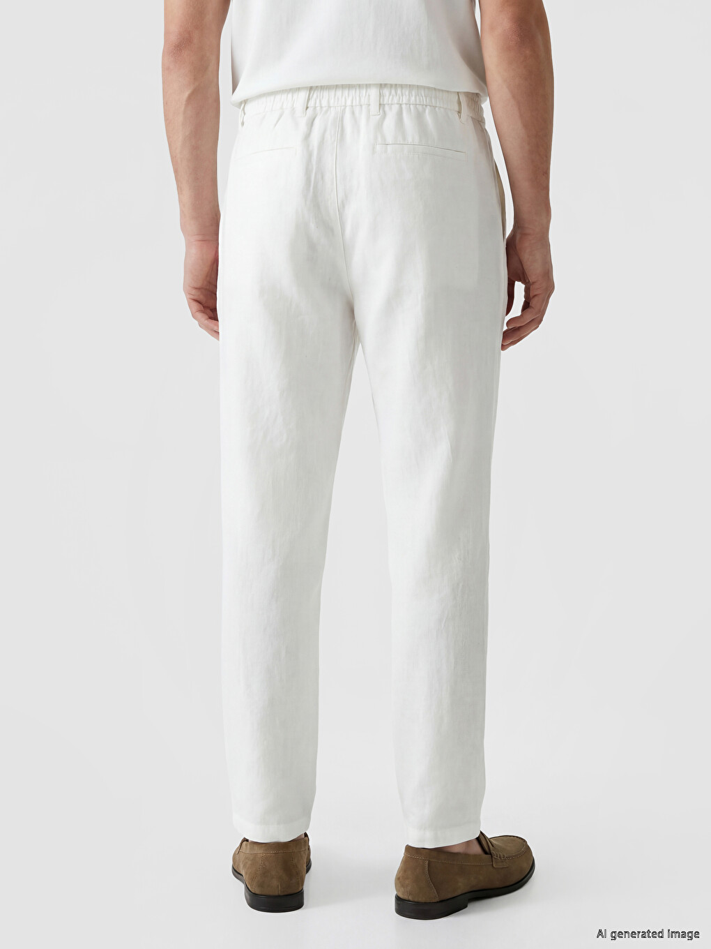 Pantalone regularnog kroja od 100% lana za muškarce-3
