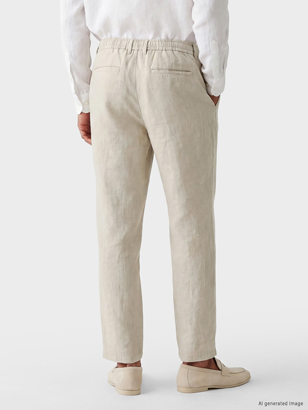 Pantalone regularnog kroja od 100% lana za muškarce-2
