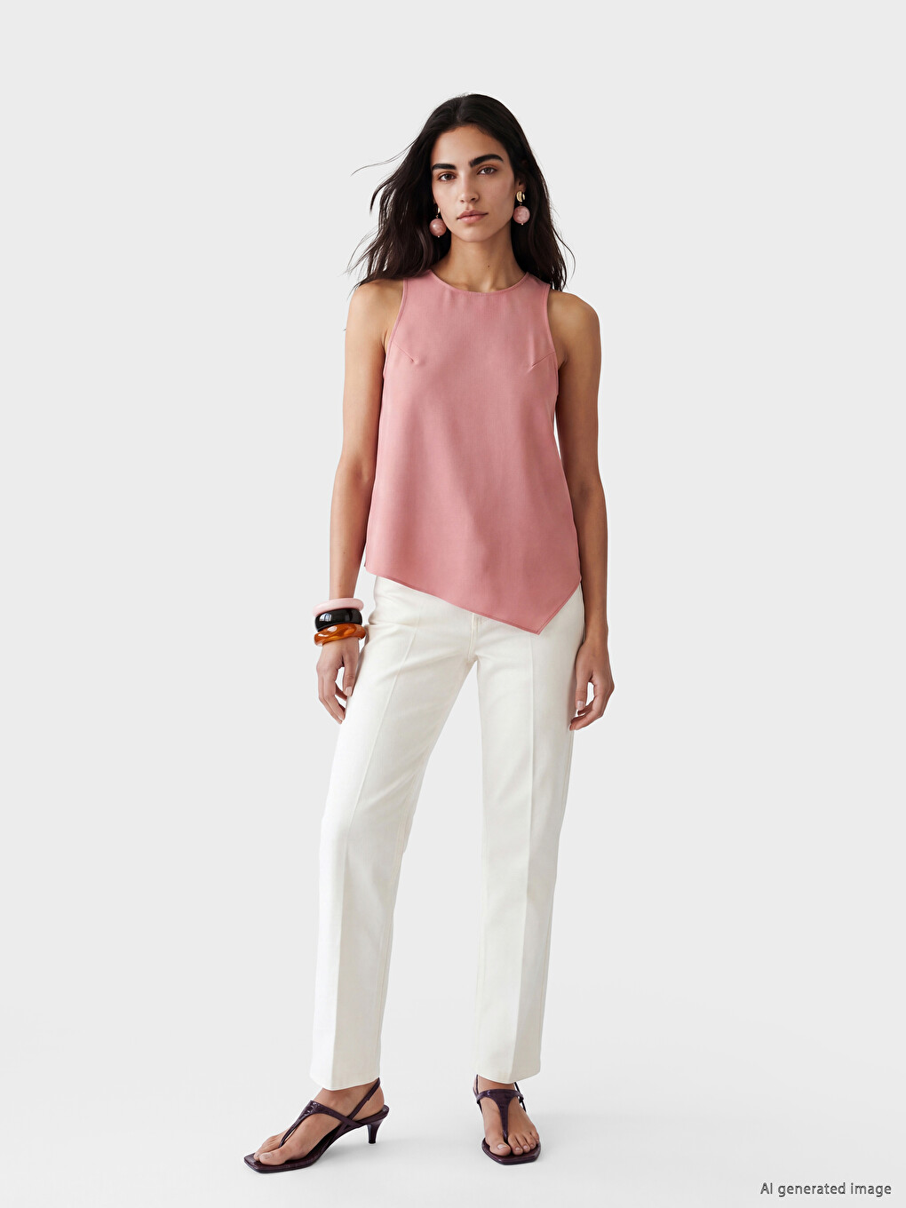 Crew Neck Linen Blend Blouse-3