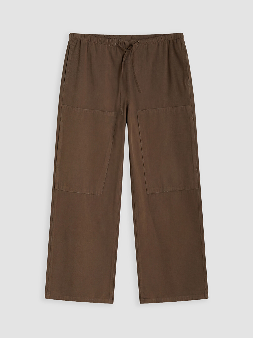 Haki Beli Lastikli Wideleg Kadın Jean Pantolon