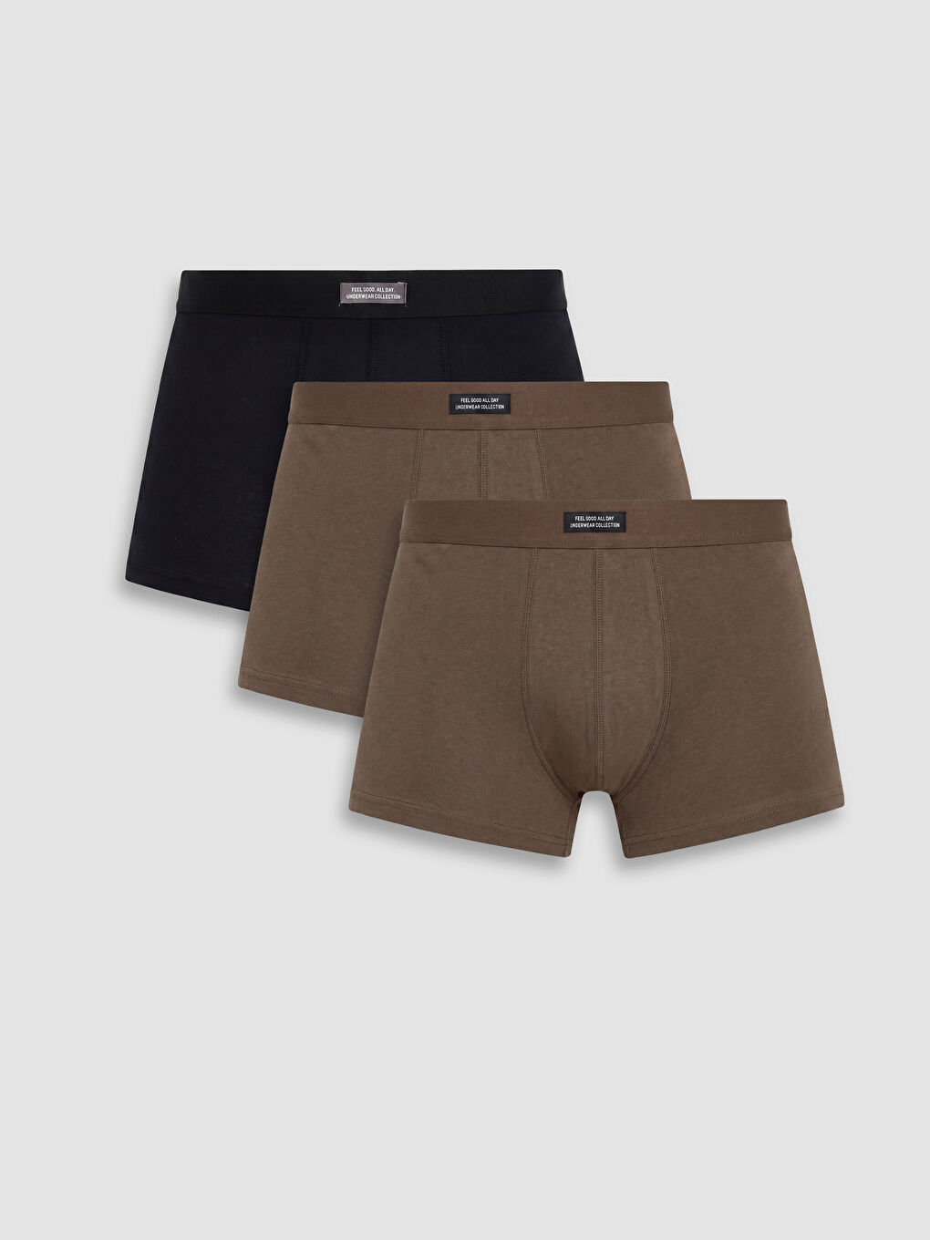 Kahverengi Pamuklu Esnek Erkek Boxer 3'lü