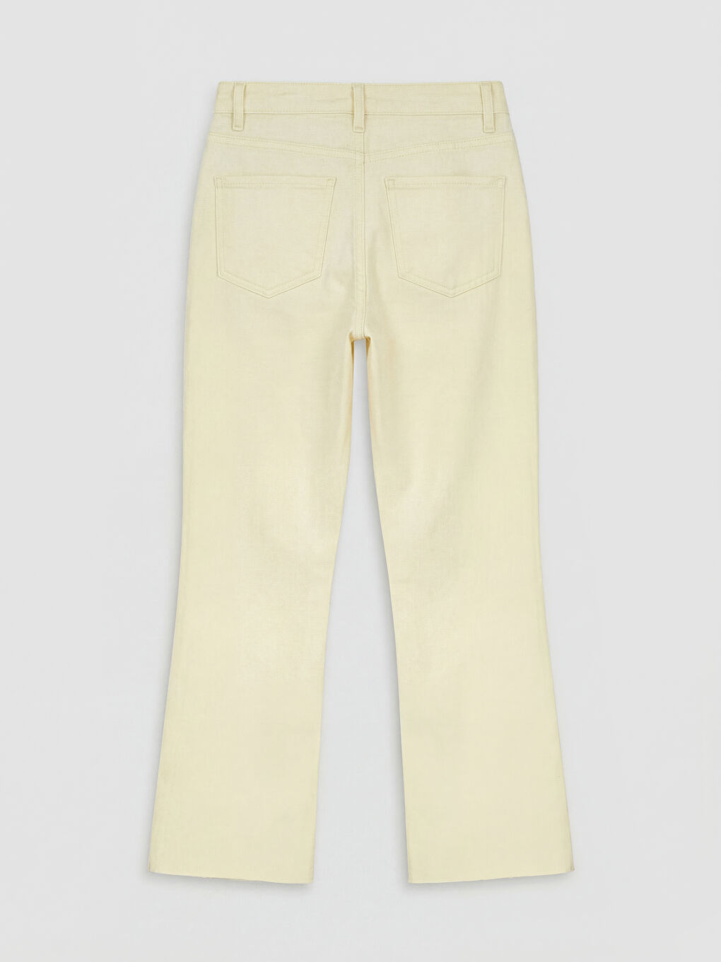 Sarı Crop Flare Kadın Jean Pantolon-1