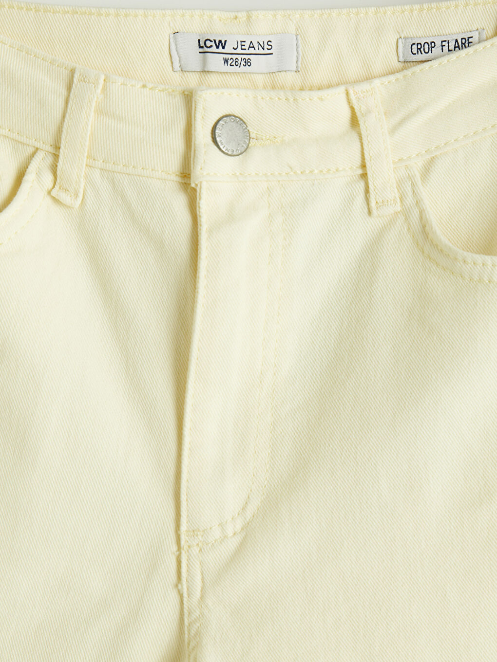 Sarı Crop Flare Kadın Jean Pantolon-2