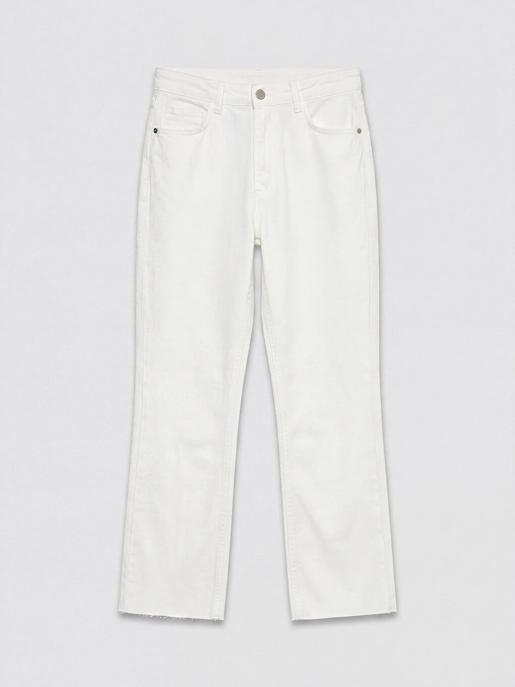 Beyaz Crop Flare Kadın Jean Pantolon