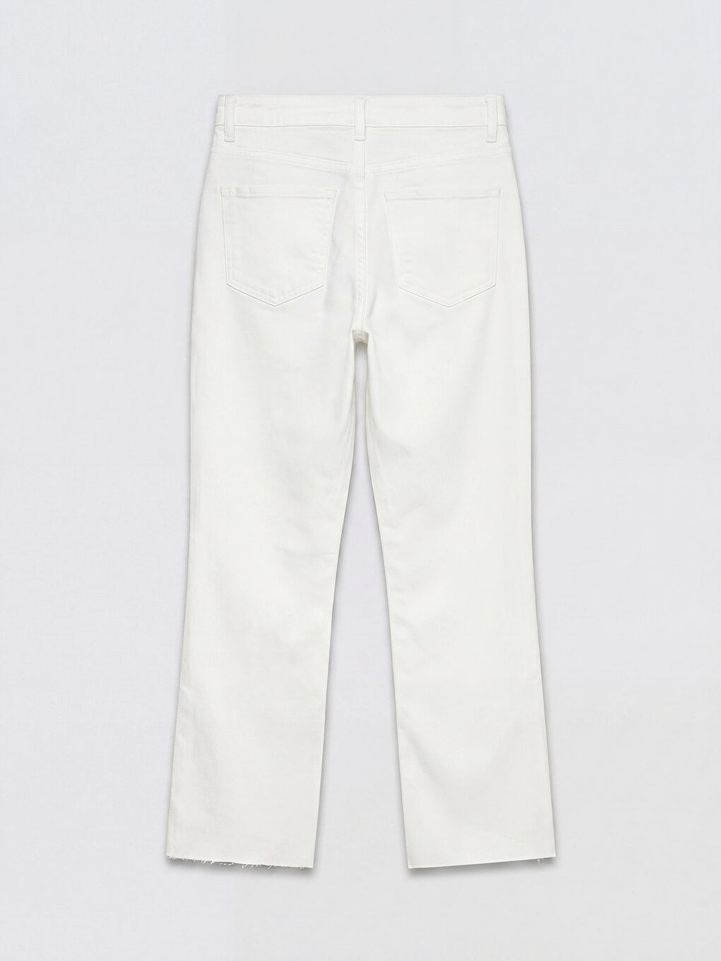 Beyaz Crop Flare Kadın Jean Pantolon-1