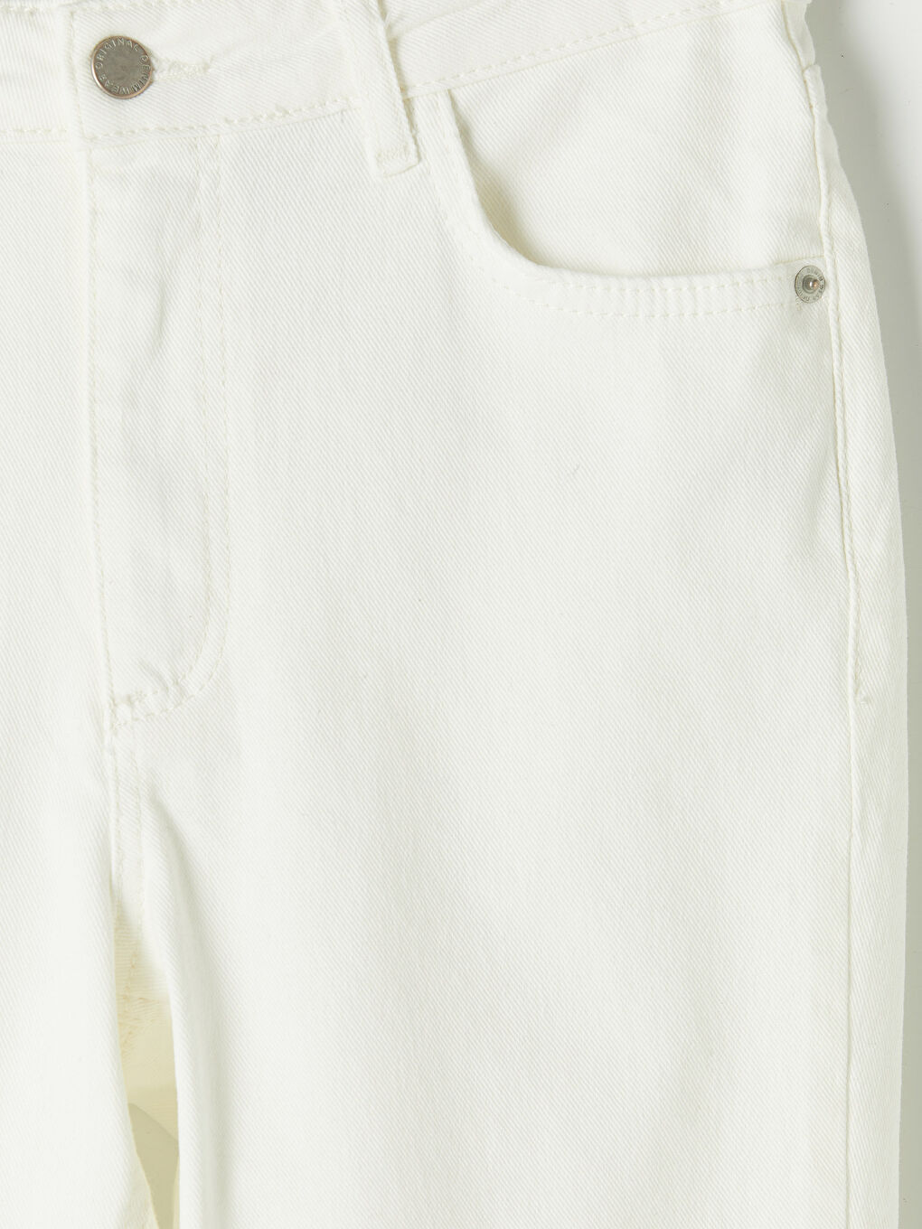 Beyaz Crop Flare Kadın Jean Pantolon-2