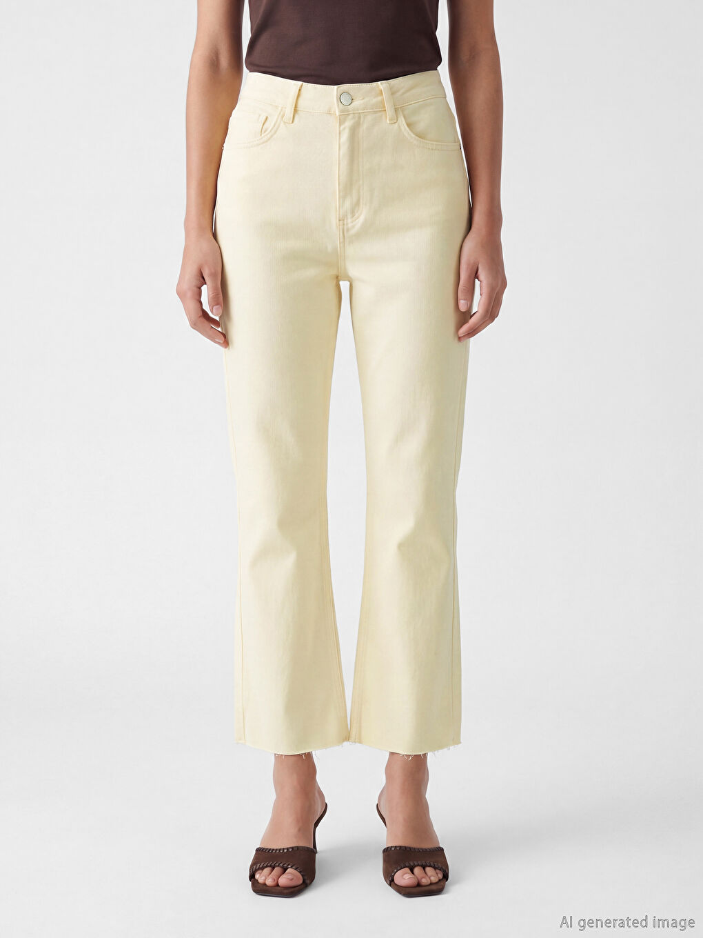 Crop Flare Ženske Farmerke-1