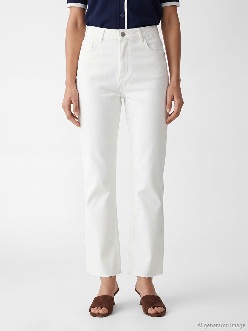 Crop Flare Ženske Farmerke-1