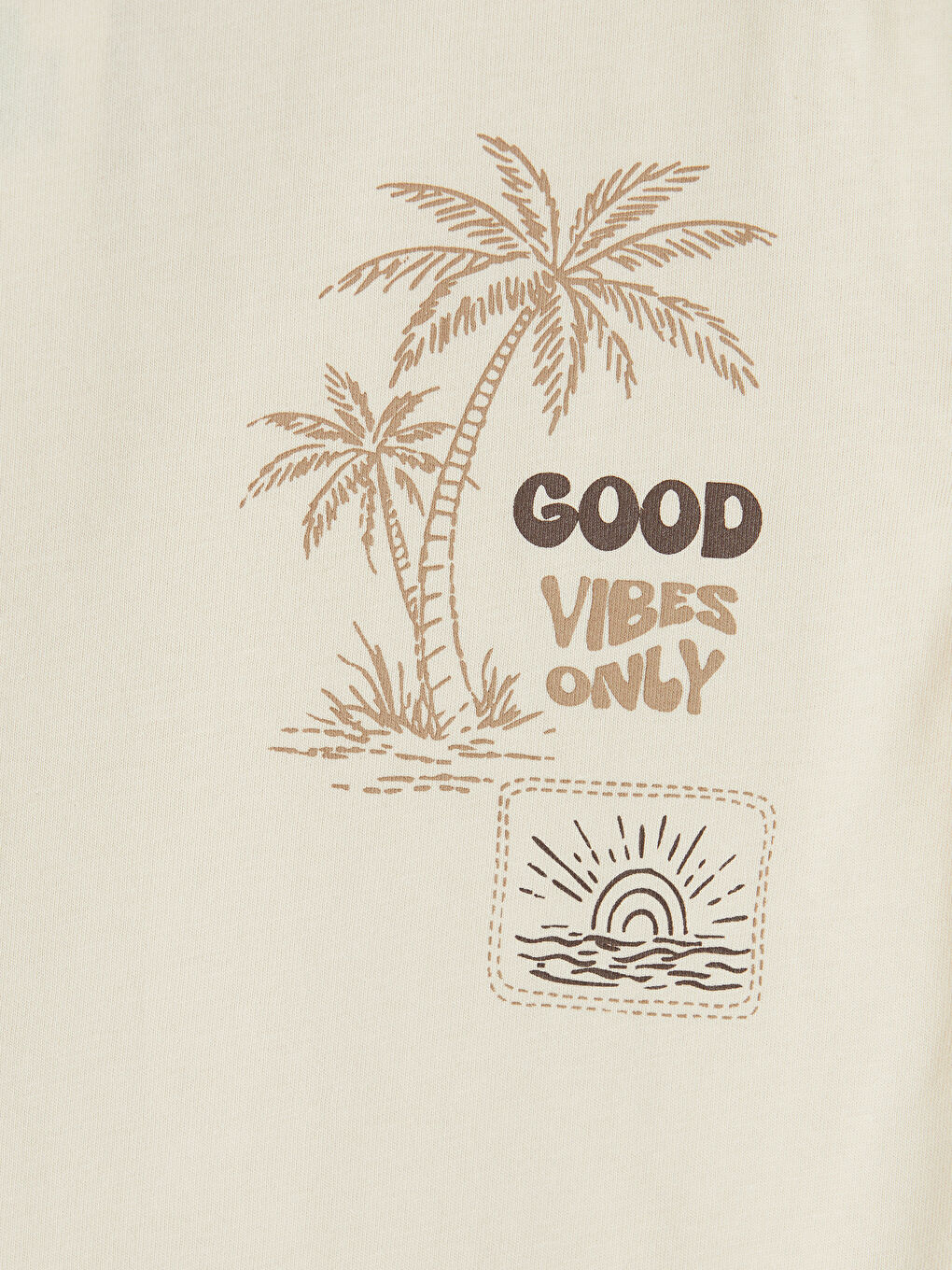 Bej Bisiklet Yaka Erkek Çocuk Şortlu Pijama Takımı-5