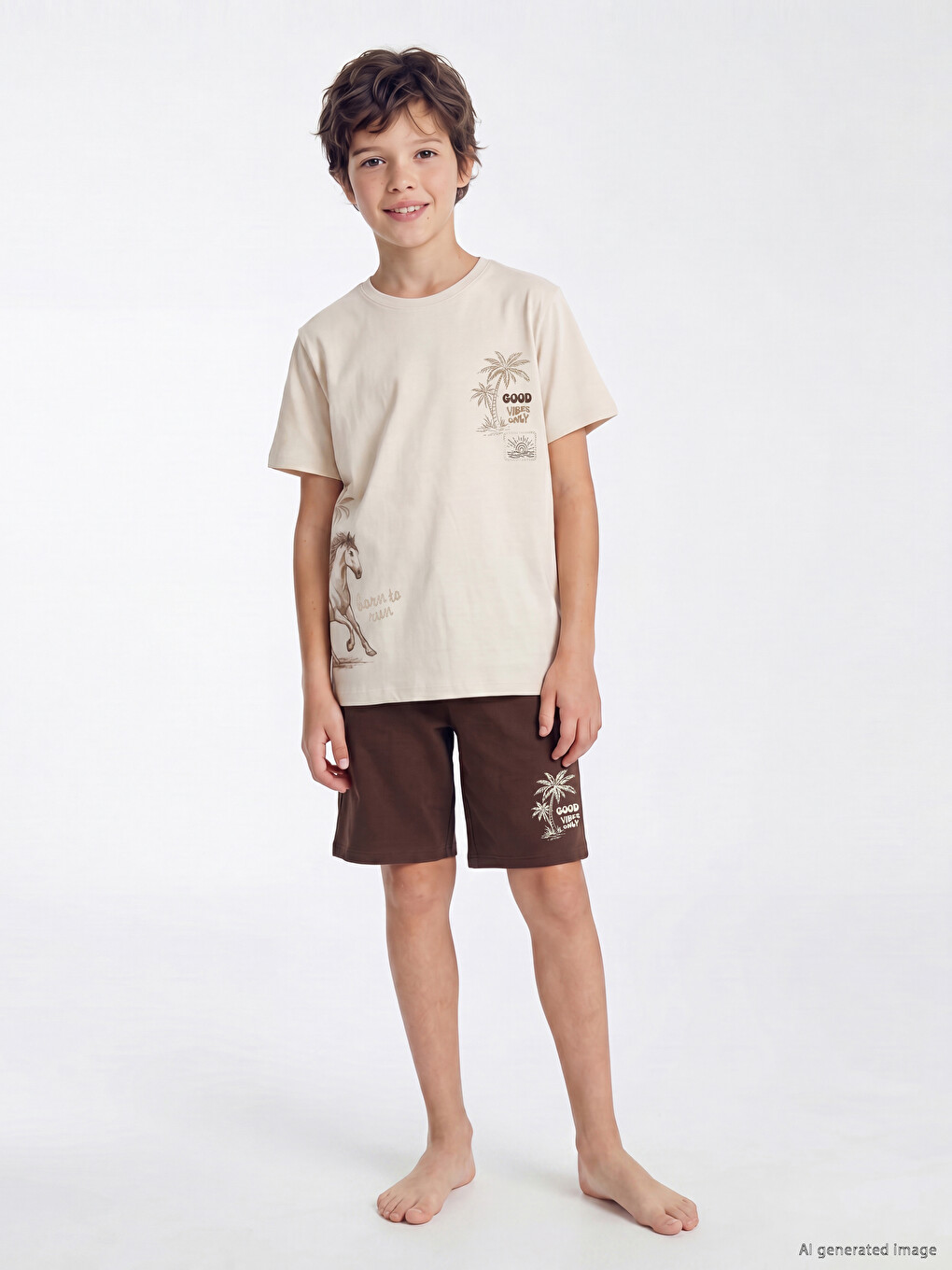 Crew Neck Boys' Shortie Pyjamas Set