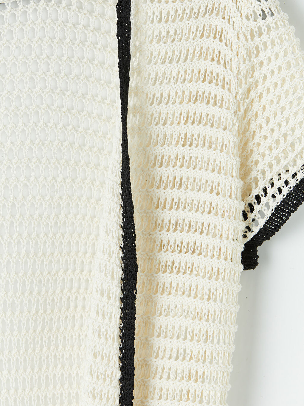 Ekru V Yaka Ajurlu Plaj Elbisesi-2