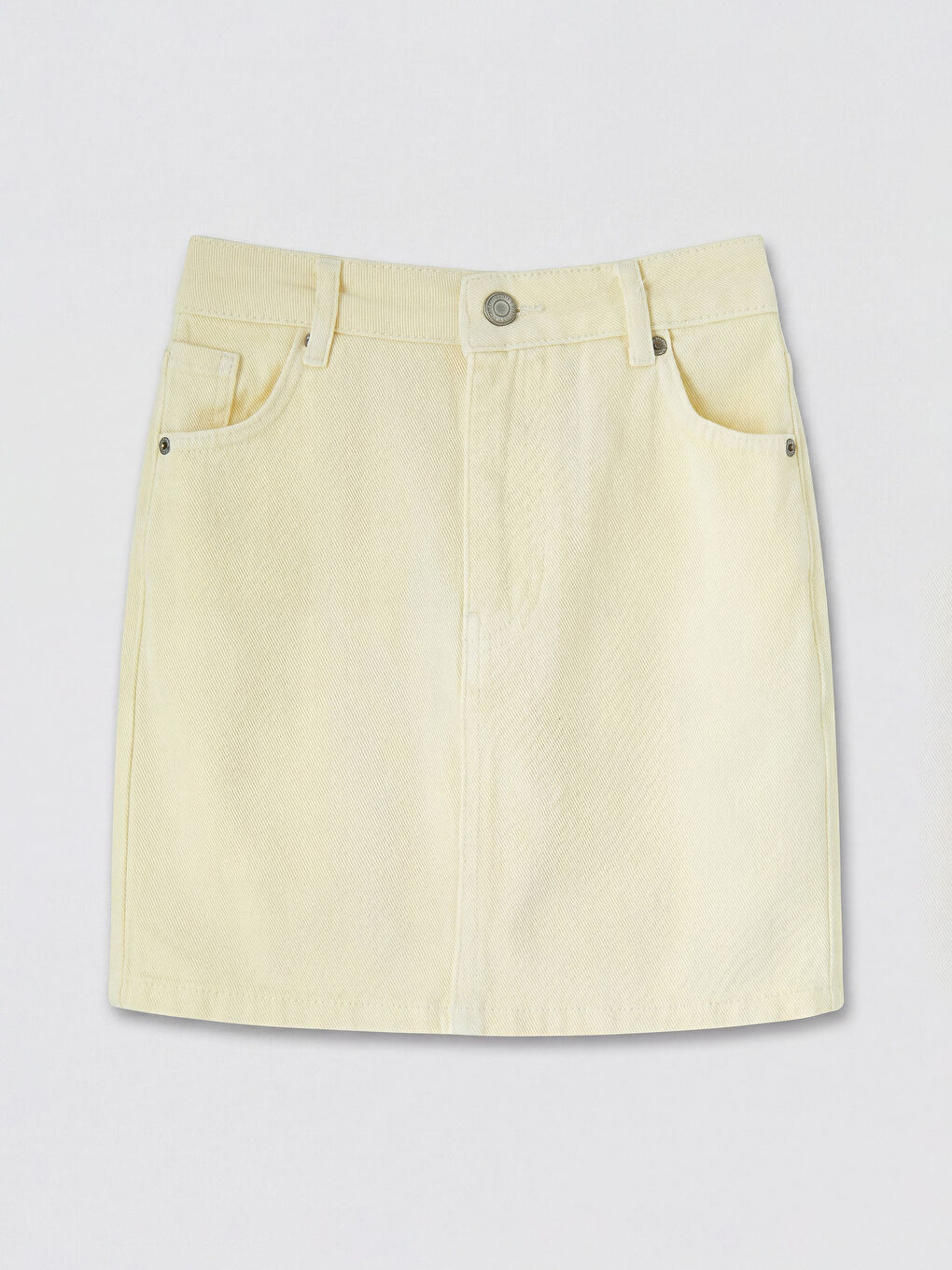 Sarı Regular Fit Mini Jean Etek