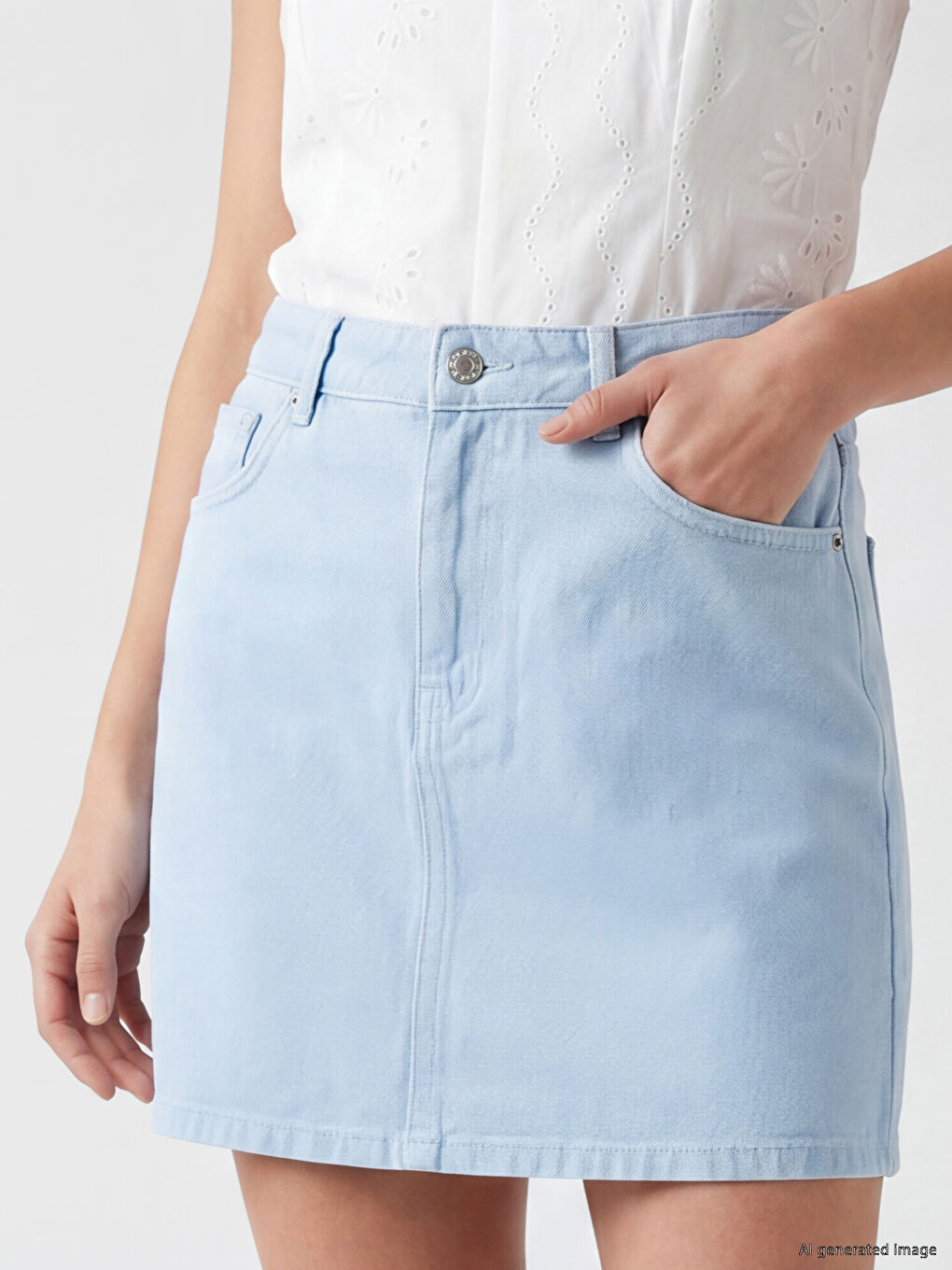 Regular Fit Mini Jean Skirt-2