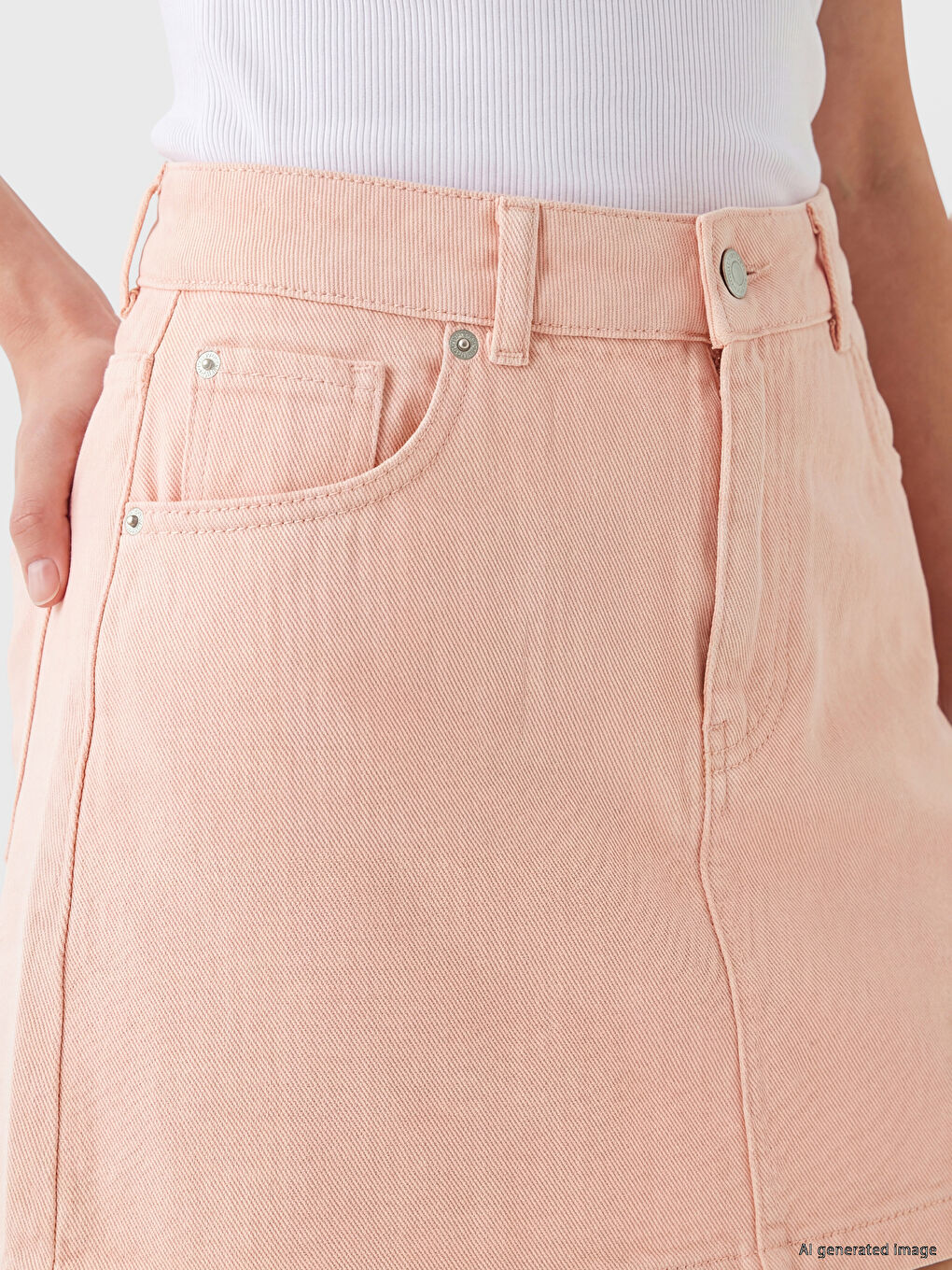Regular Fit Mini Jean Skirt-4