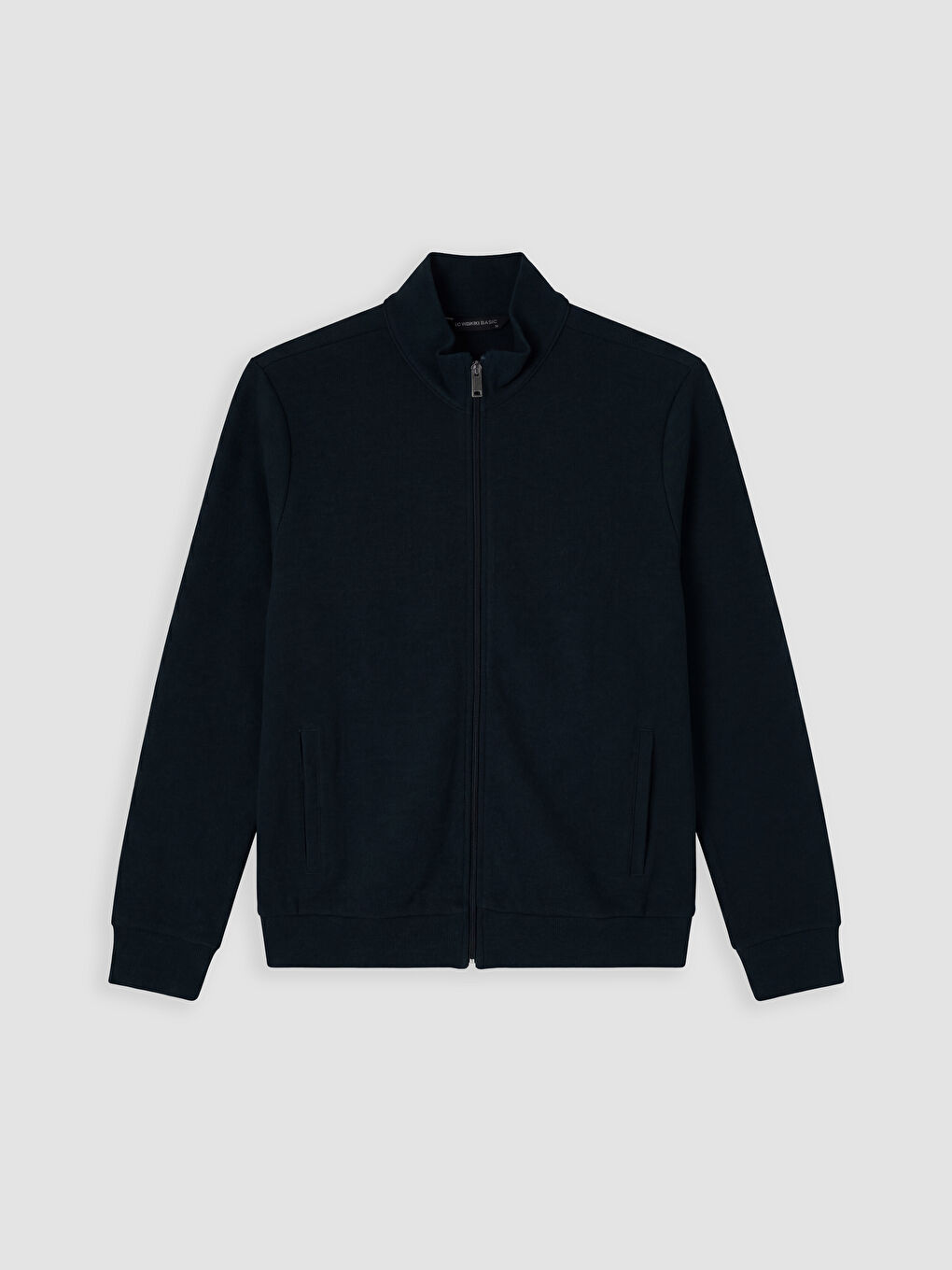 Lacivert Dik Yaka Erkek Fermuarlı Sweatshirt