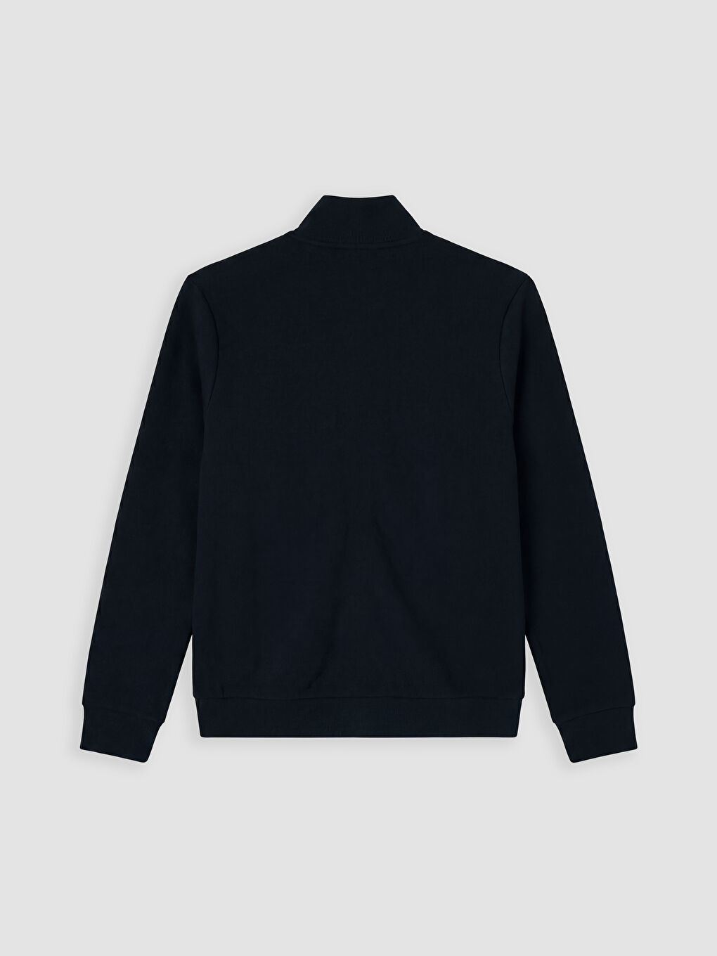 Lacivert Dik Yaka Erkek Fermuarlı Sweatshirt-1