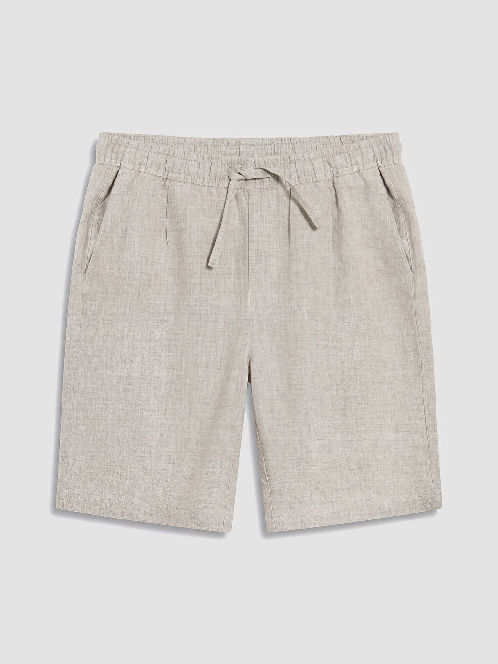 Bej Regular Fit %100 Keten Erkek Şort