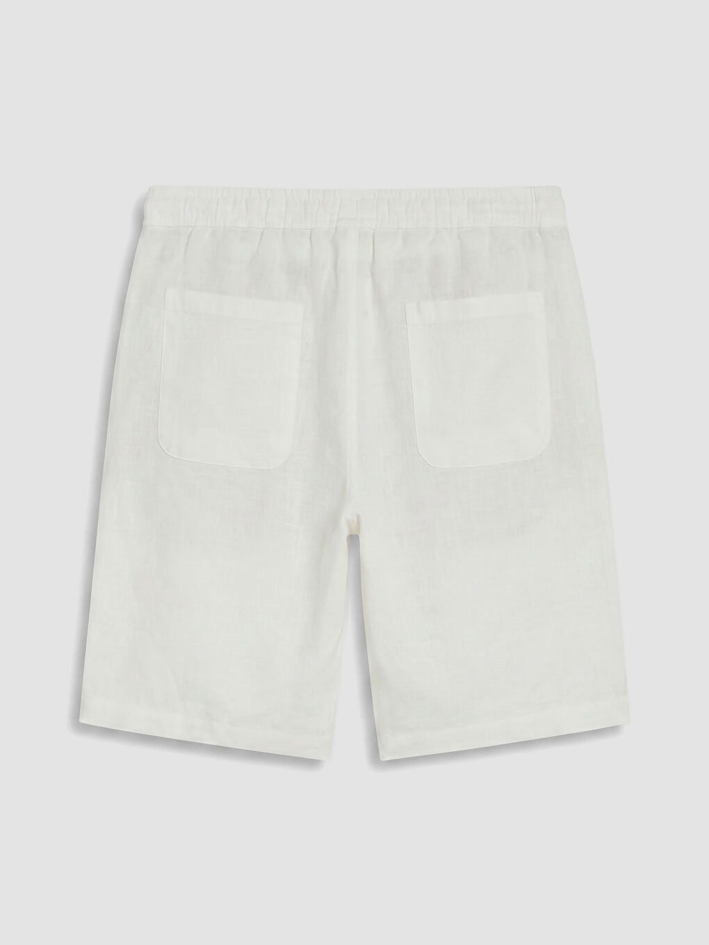 Beyaz Regular Fit %100 Keten Erkek Şort-2