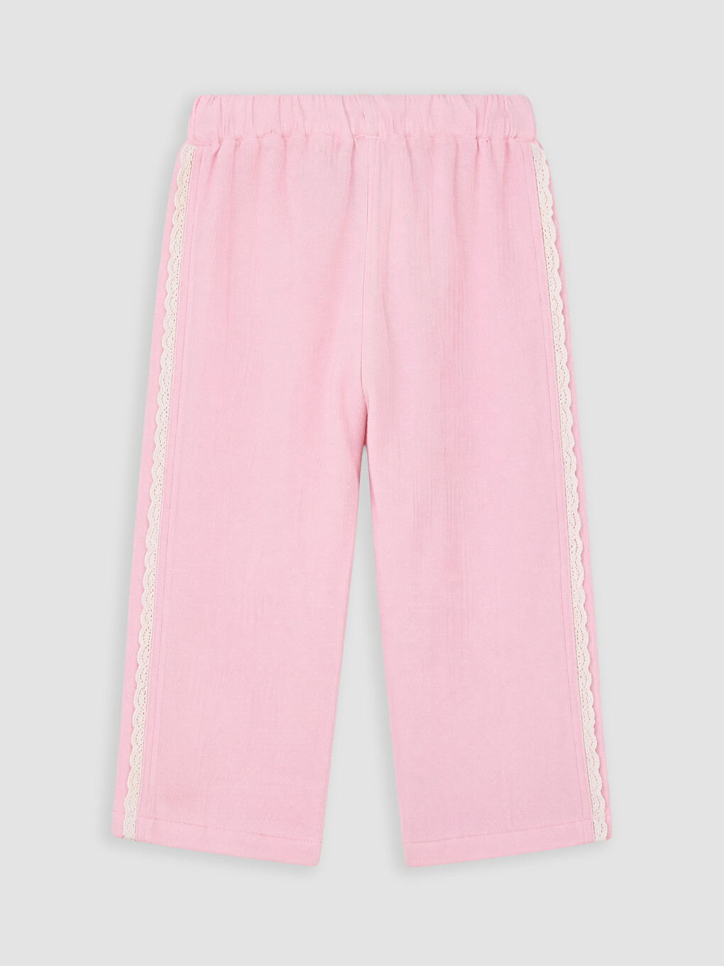 Pembe Regular Fit Kız Çocuk Dantel Detaylı Pantolon-2