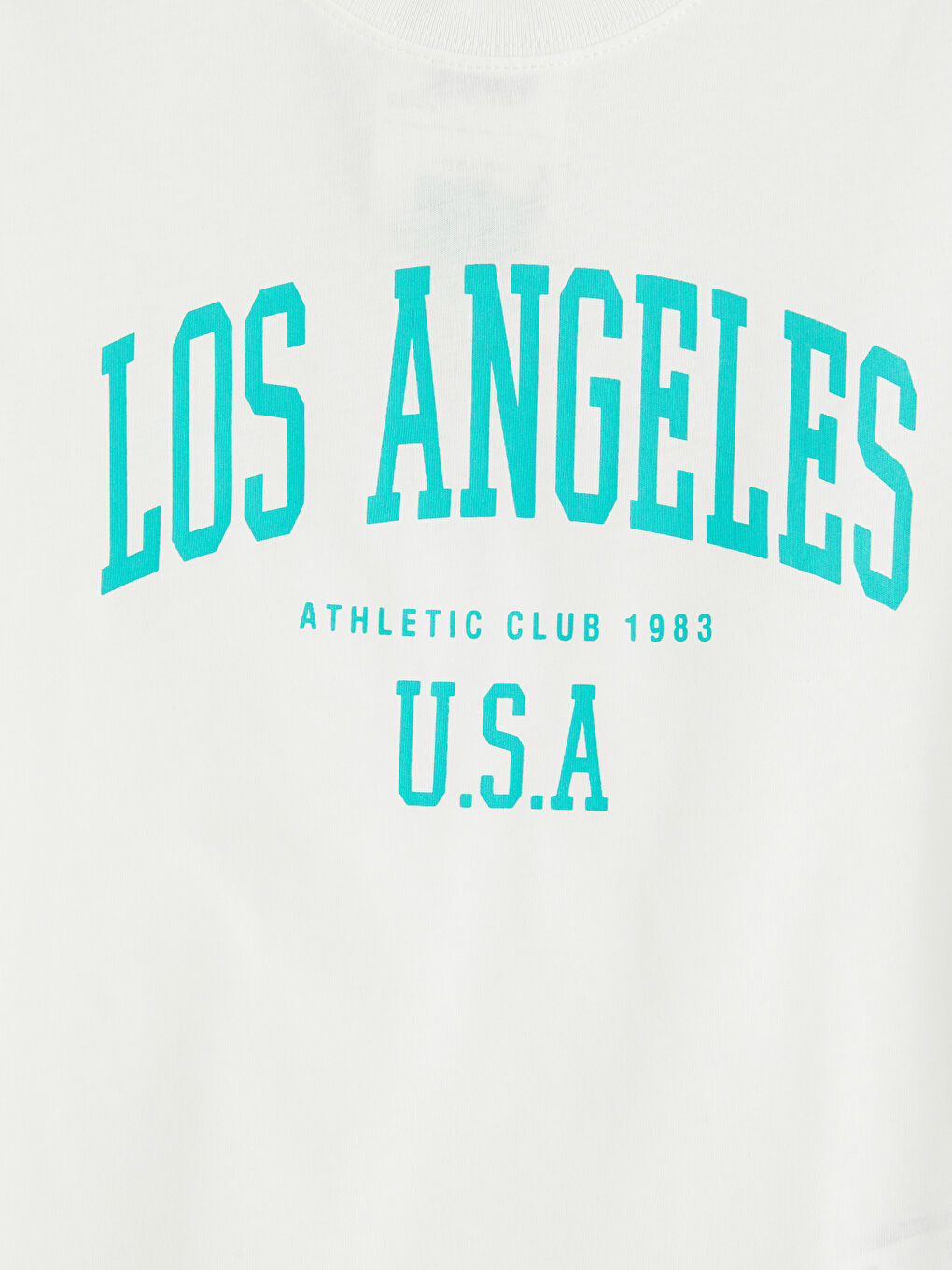 Ekru Bisiklet Yaka Los Angeles Baskılı Kadın Tişört-2