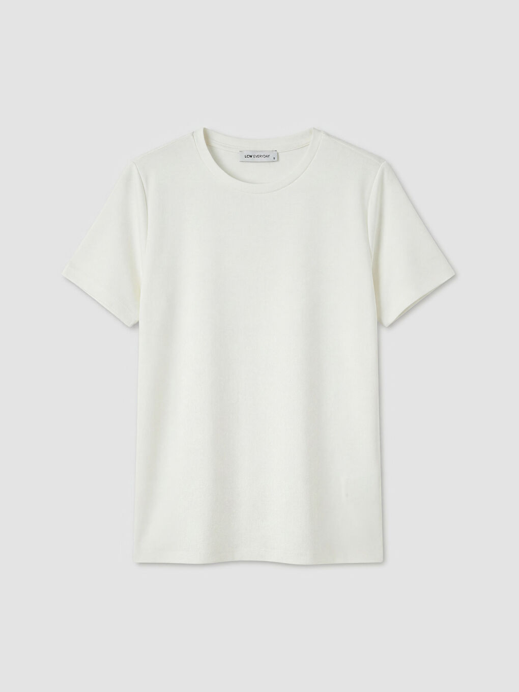 Ekru Bisiklet Yaka Kadın Tişört