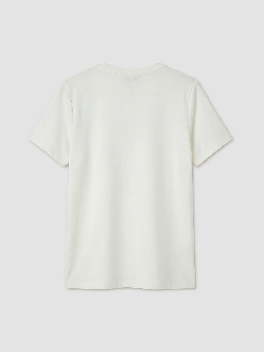 Ekru Bisiklet Yaka Kadın Tişört-1