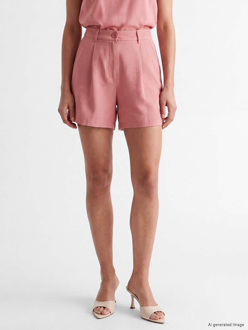 Pleated Linen Blend Women's Shorts-1
