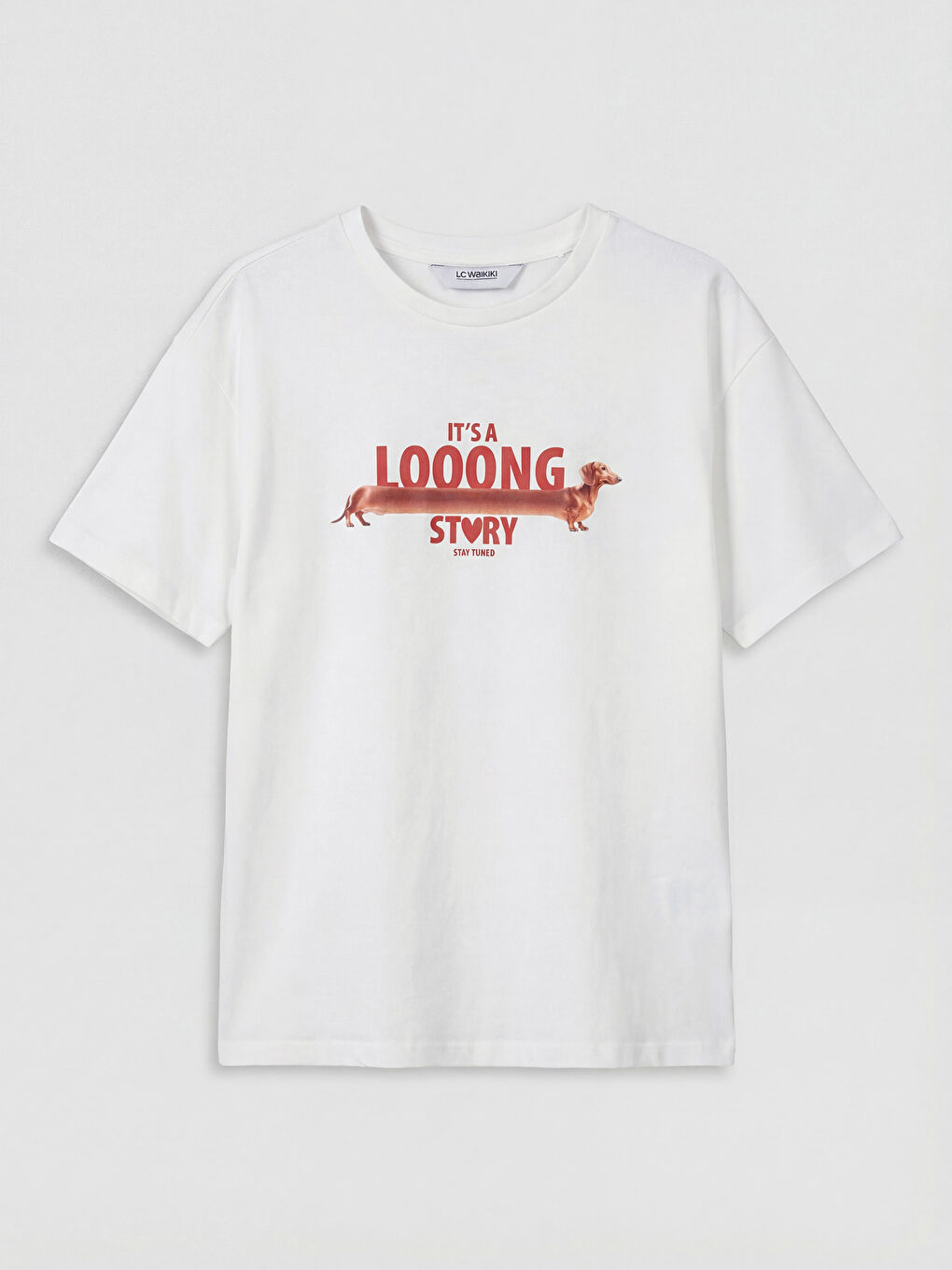 Ekru Bisiklet Yaka Baskılı Kız Çocuk Tişört