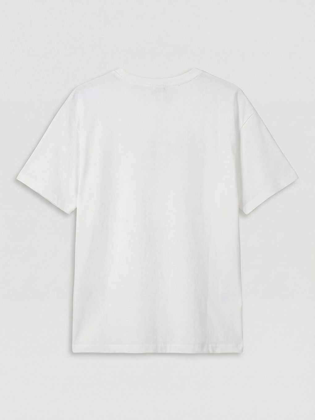 Ekru Bisiklet Yaka Baskılı Kız Çocuk Tişört-1