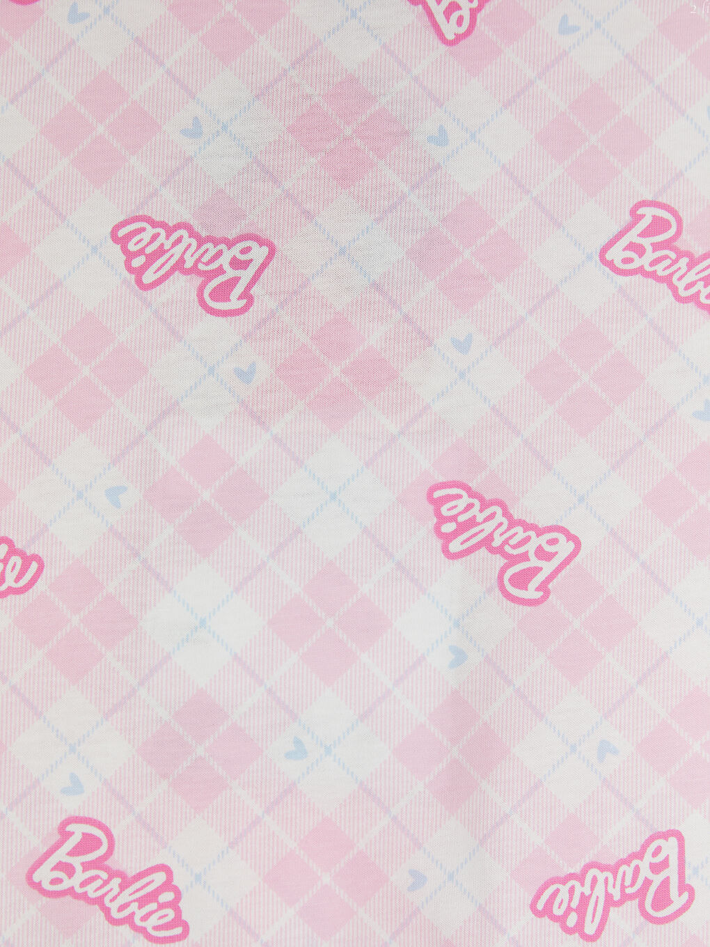 Pembe Barbie Baskılı Kız Çocuk Şortlu Pijama Takımı-3