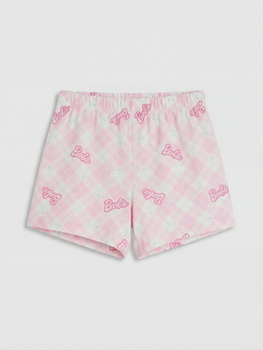 Pembe Barbie Baskılı Kız Çocuk Şortlu Pijama Takımı-4
