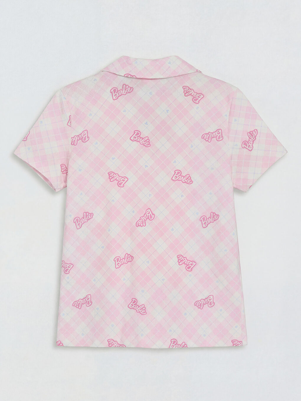 Pembe Barbie Baskılı Kız Çocuk Şortlu Pijama Takımı-1