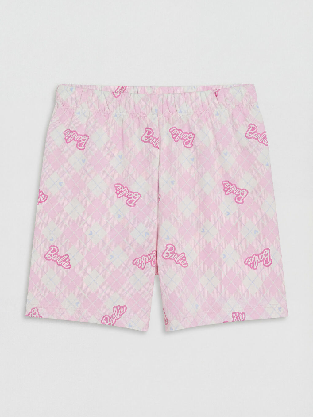 Pembe Barbie Baskılı Kız Çocuk Şortlu Pijama Takımı-2