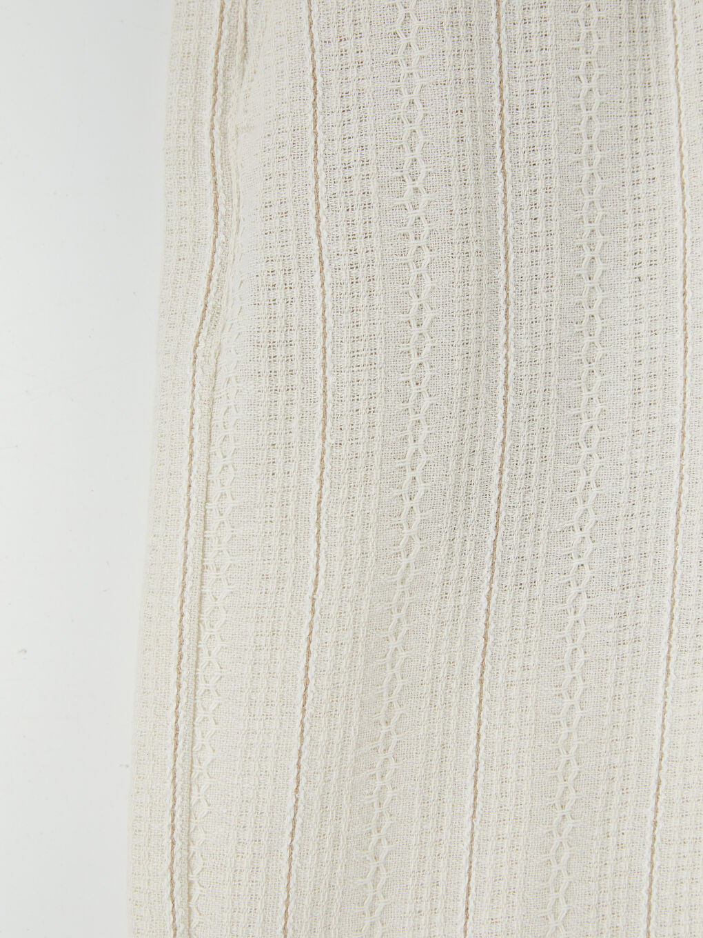 Ekru Standart Kalıp Keten Görünümlü Erkek Şort-2