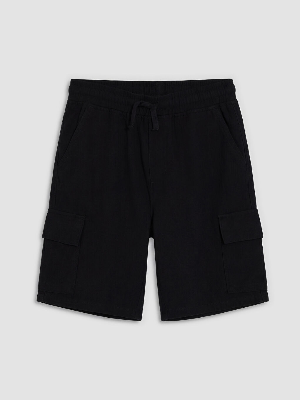 Siyah Beli Lastikli Erkek Çocuk Kargo Şort