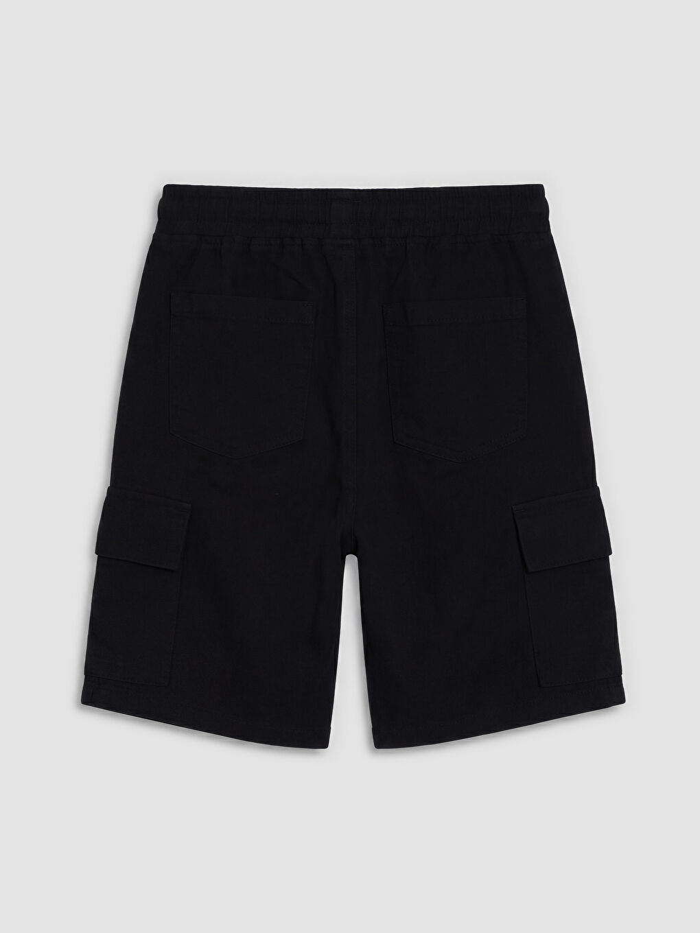 Siyah Beli Lastikli Erkek Çocuk Kargo Şort-1