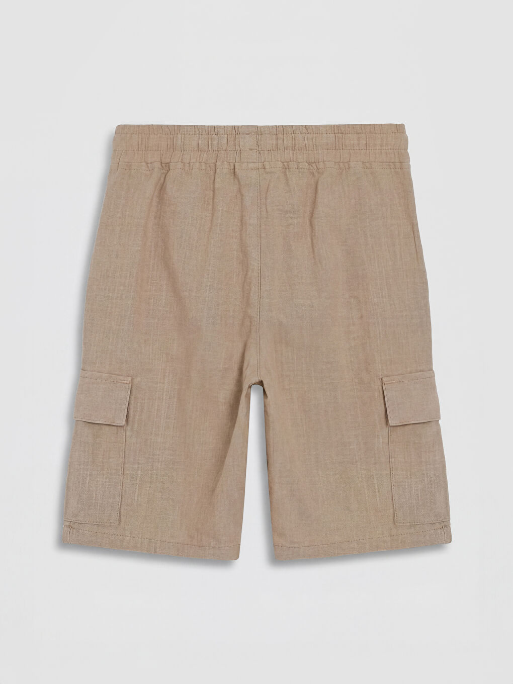 Bej Beli Lastikli Erkek Çocuk Kargo Şort-1