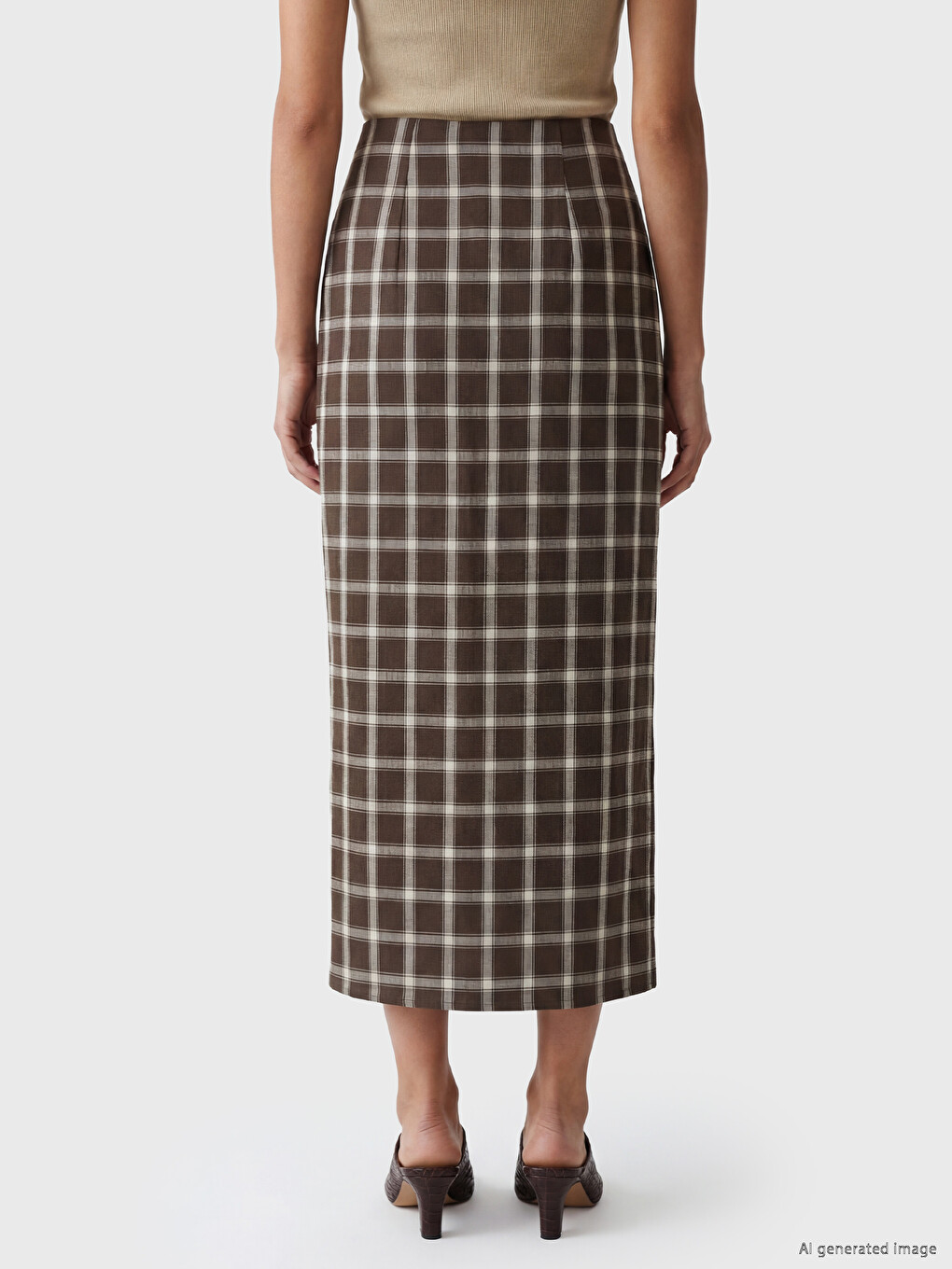 Ruched Plaid Skirt-3