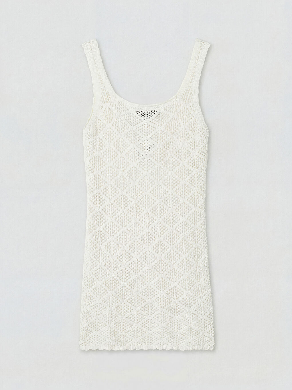 Ekru U Yaka Ajurlu Plaj Elbisesi-1