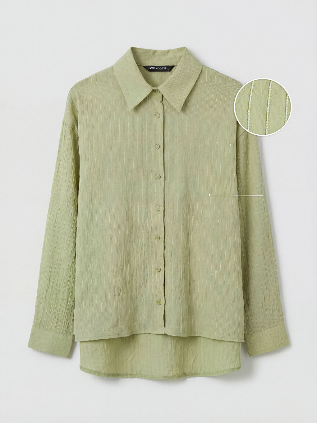 Yeşil Dokulu Pul Detaylı Kadın Gömlek Tunik