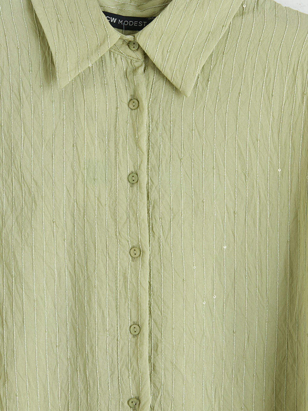 Yeşil Dokulu Pul Detaylı Kadın Gömlek Tunik-2