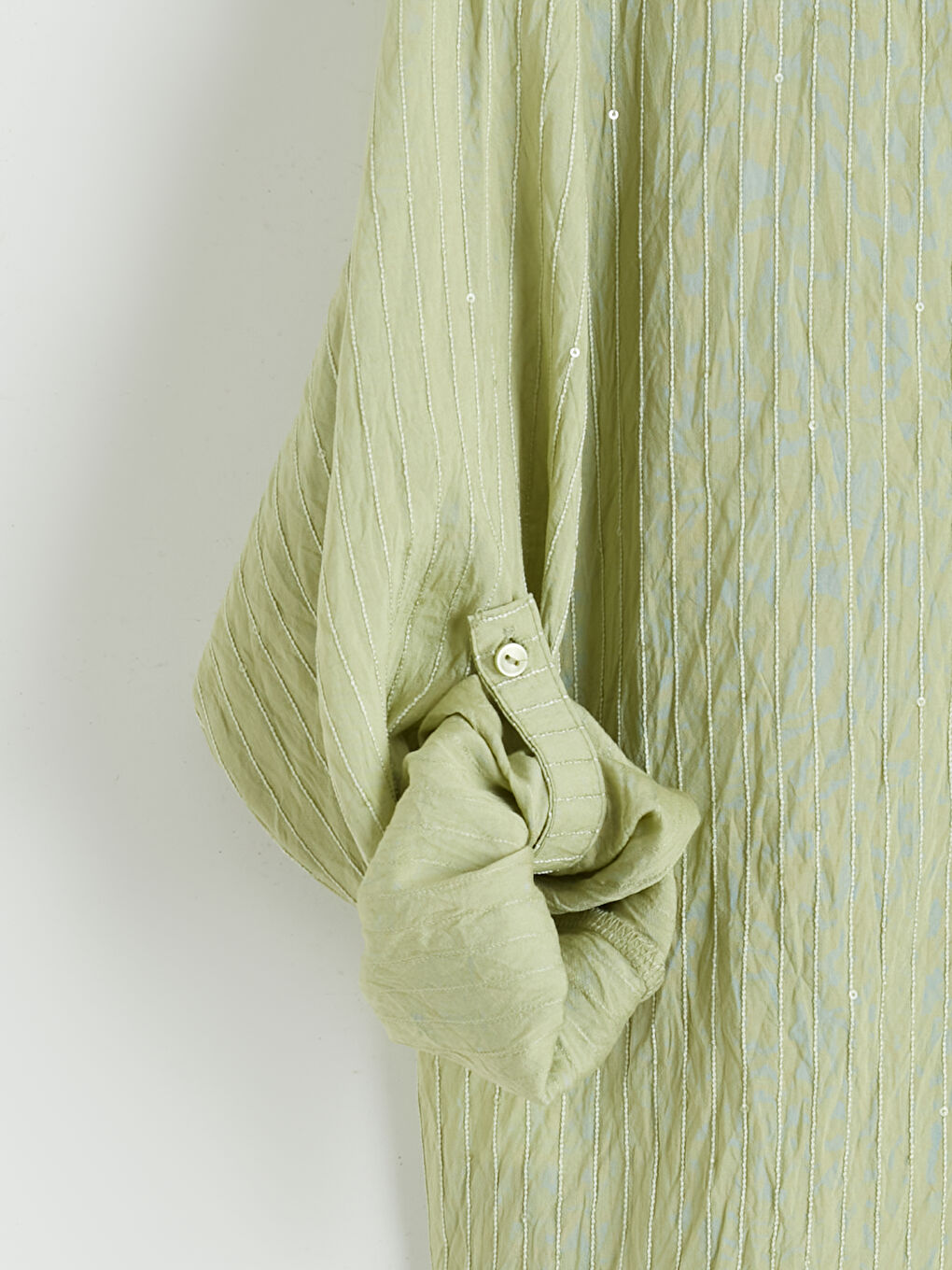 Yeşil Dokulu Pul Detaylı Kadın Gömlek Tunik-3