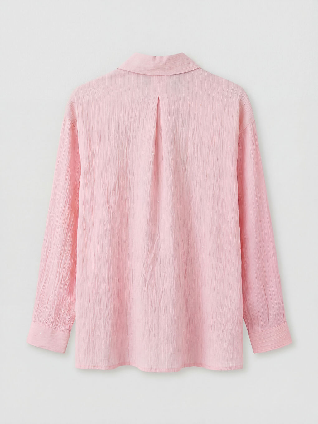 Pembe Dokulu Pul Detaylı Kadın Gömlek Tunik-1