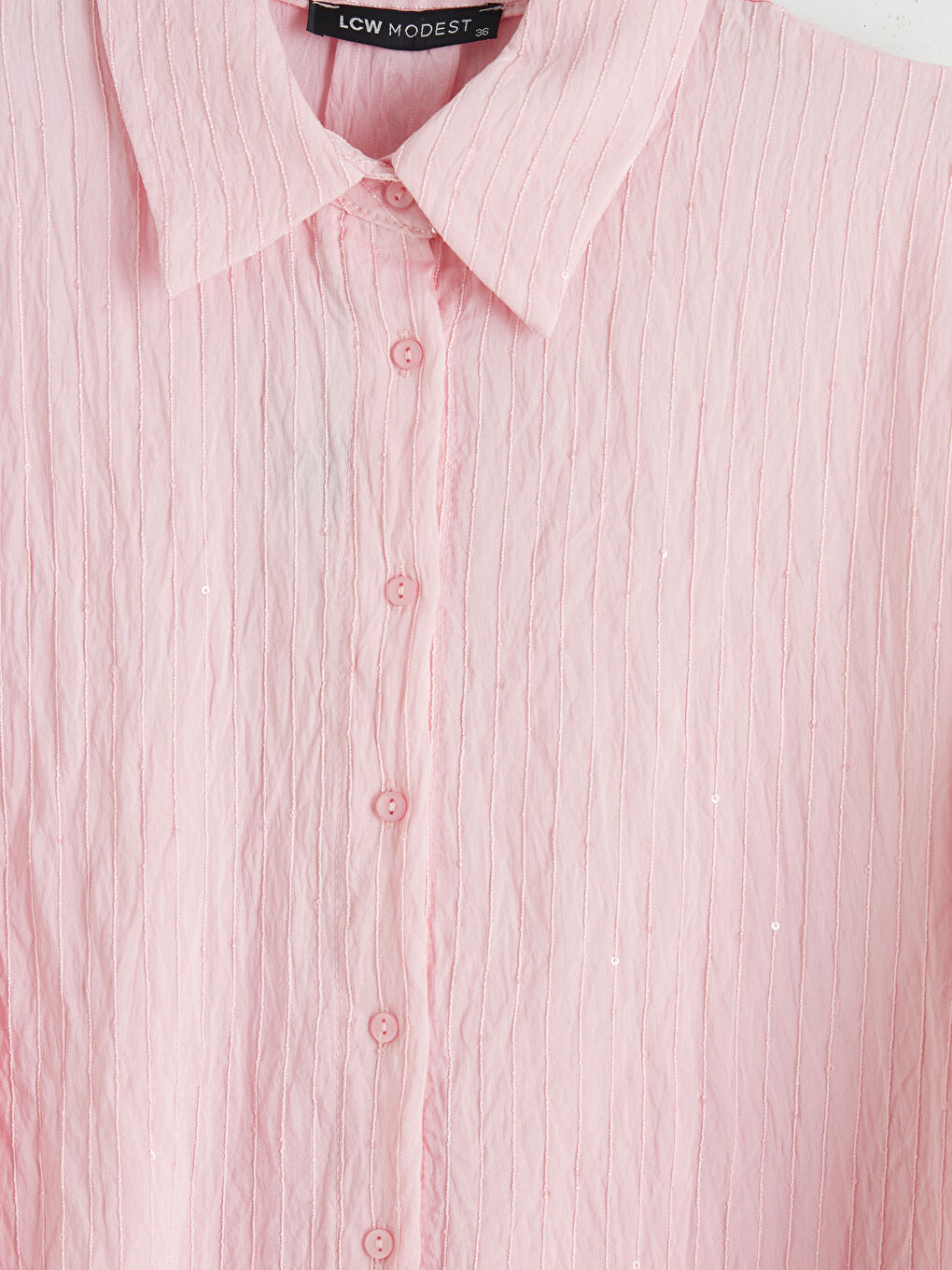 Pembe Dokulu Pul Detaylı Kadın Gömlek Tunik-2