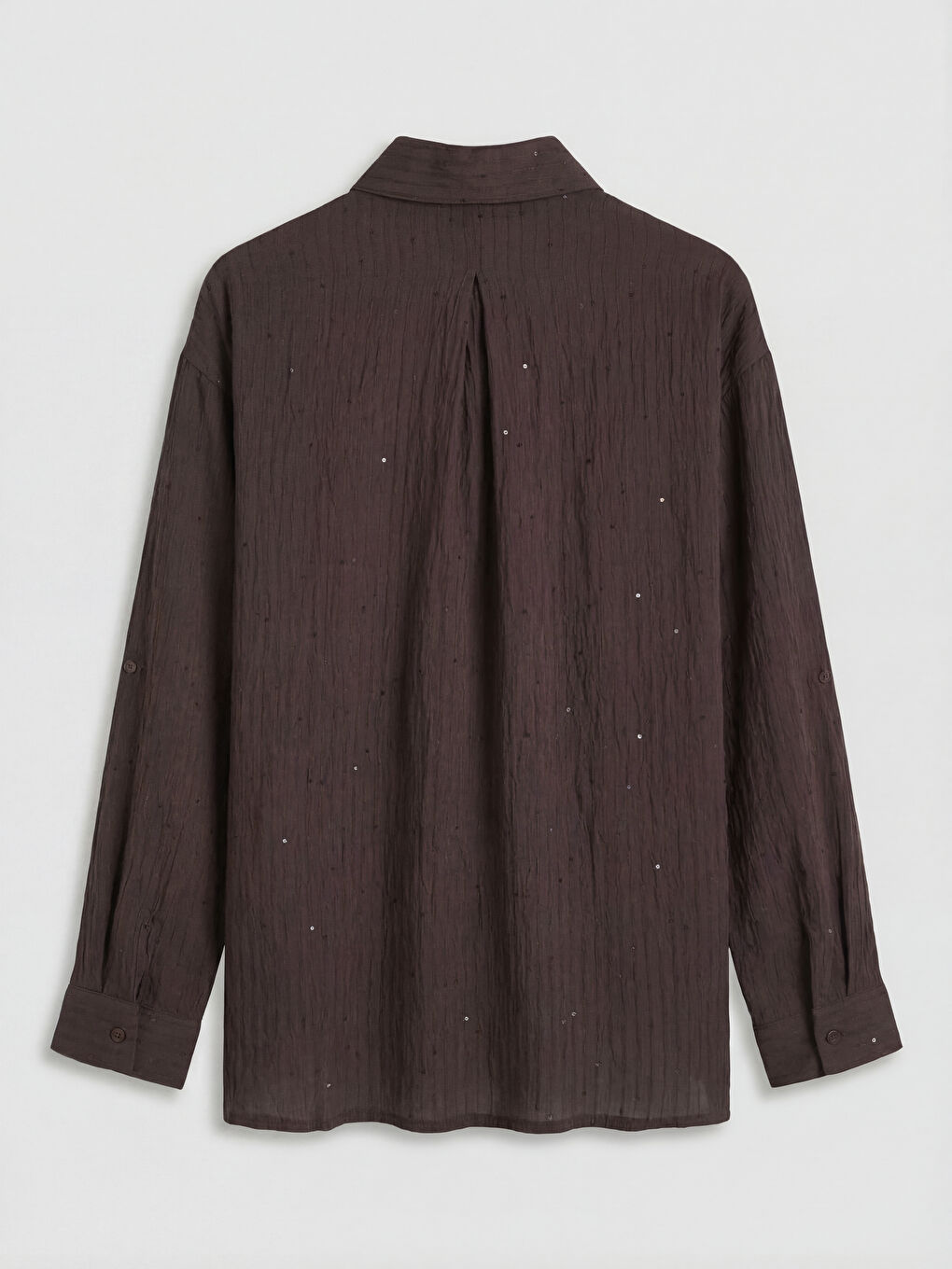 Kahverengi Dokulu Pul Detaylı Kadın Gömlek Tunik-1